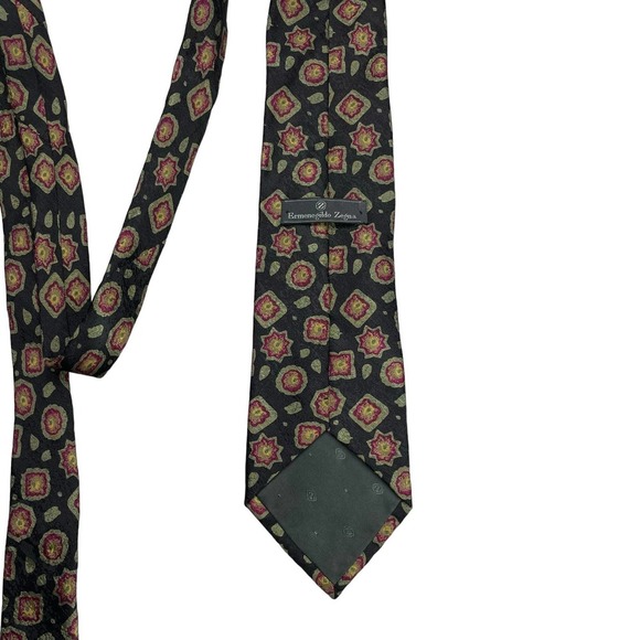 ERMENEGILDO ZEGNA Men's 100% Silk Patterned Tie Made In Italy - Picture 4 of 5